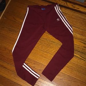 Burgundy Stretchy Adidas Leggings